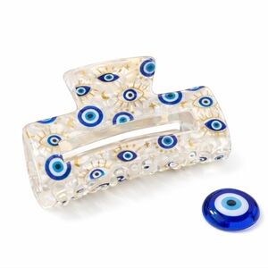 Pearlized Evil Eye Hair Clip – Blue Protection Charm, Trendy Acrylic Claw